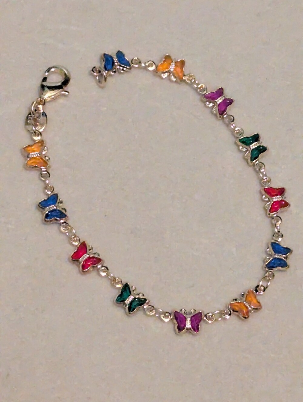 18K Brazilian Gold‑Filled Multicolor Butterfly Bracelet – 7 Inch W62926-3